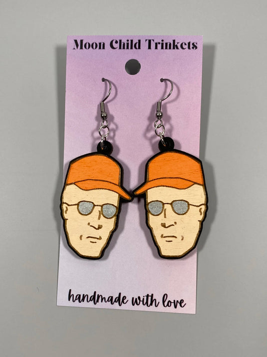 Dale Gribble Hand Painted Wood Dangle Earrings image 0