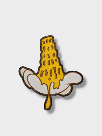 Leaning Tower of Cheeza A Goofy Movie Inspired Hand Painted Wood Magnet