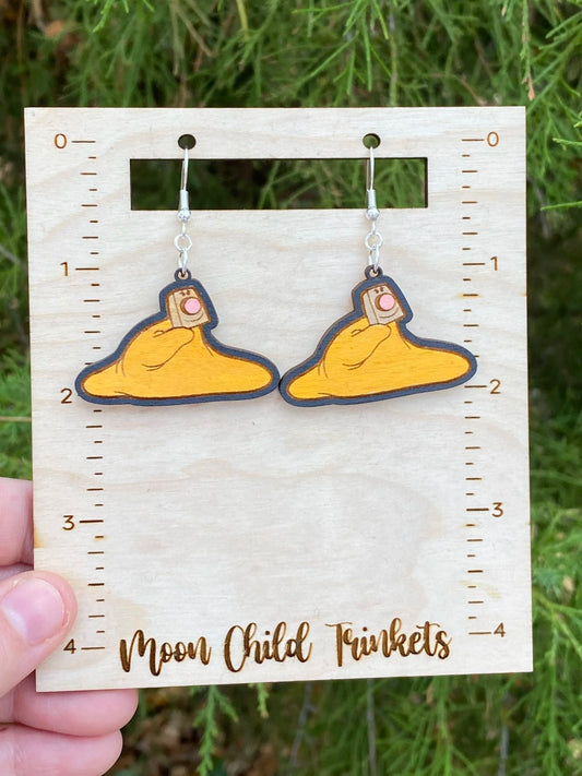 Brave Little Toaster Blanky Hand Painted Wood Dangle Earrings image 0