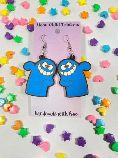 Bloo Hand Painted Wood Dangle Earrings image 1
