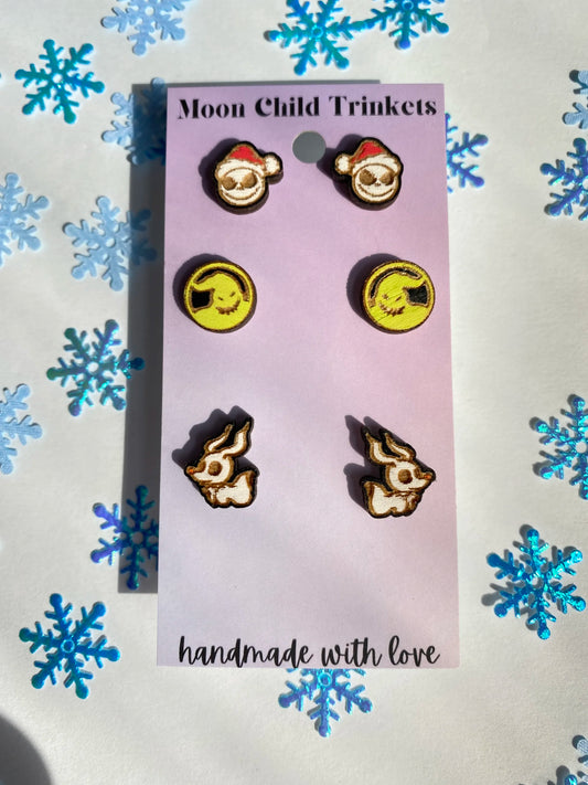 Nightmare Before Christmas 3 Pair Stud Earrings Bundle image 0
