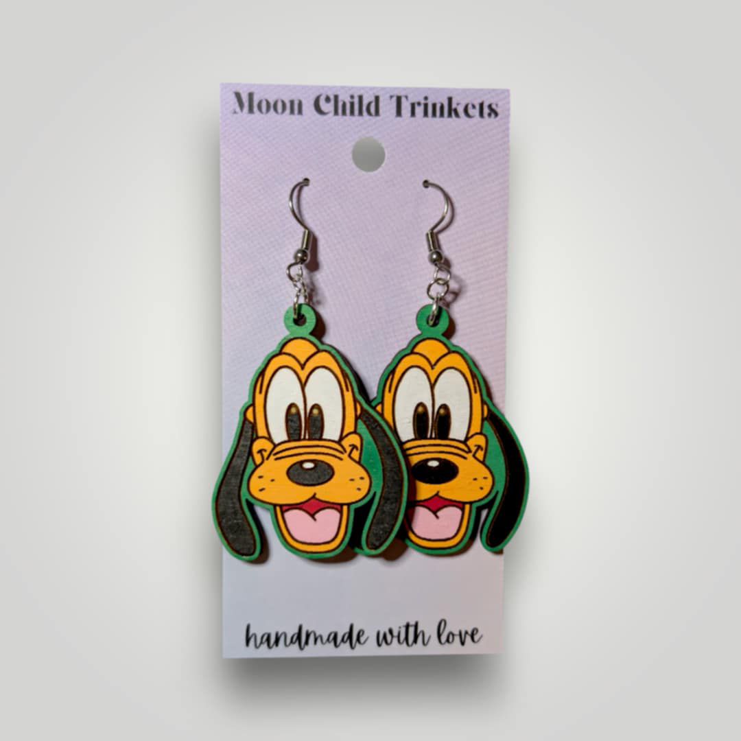 Pluto Hand Painted Wood Earrings