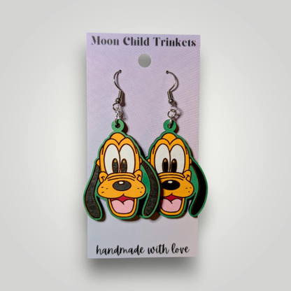 Pluto Hand Painted Wood Earrings