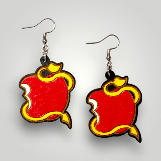 Descendants Apple Hand Painted Wood Earrings