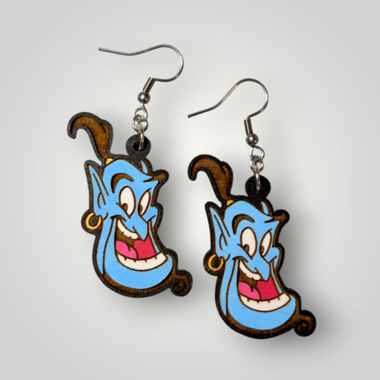 Genie Aladdin Hand Painted Wood Earrings