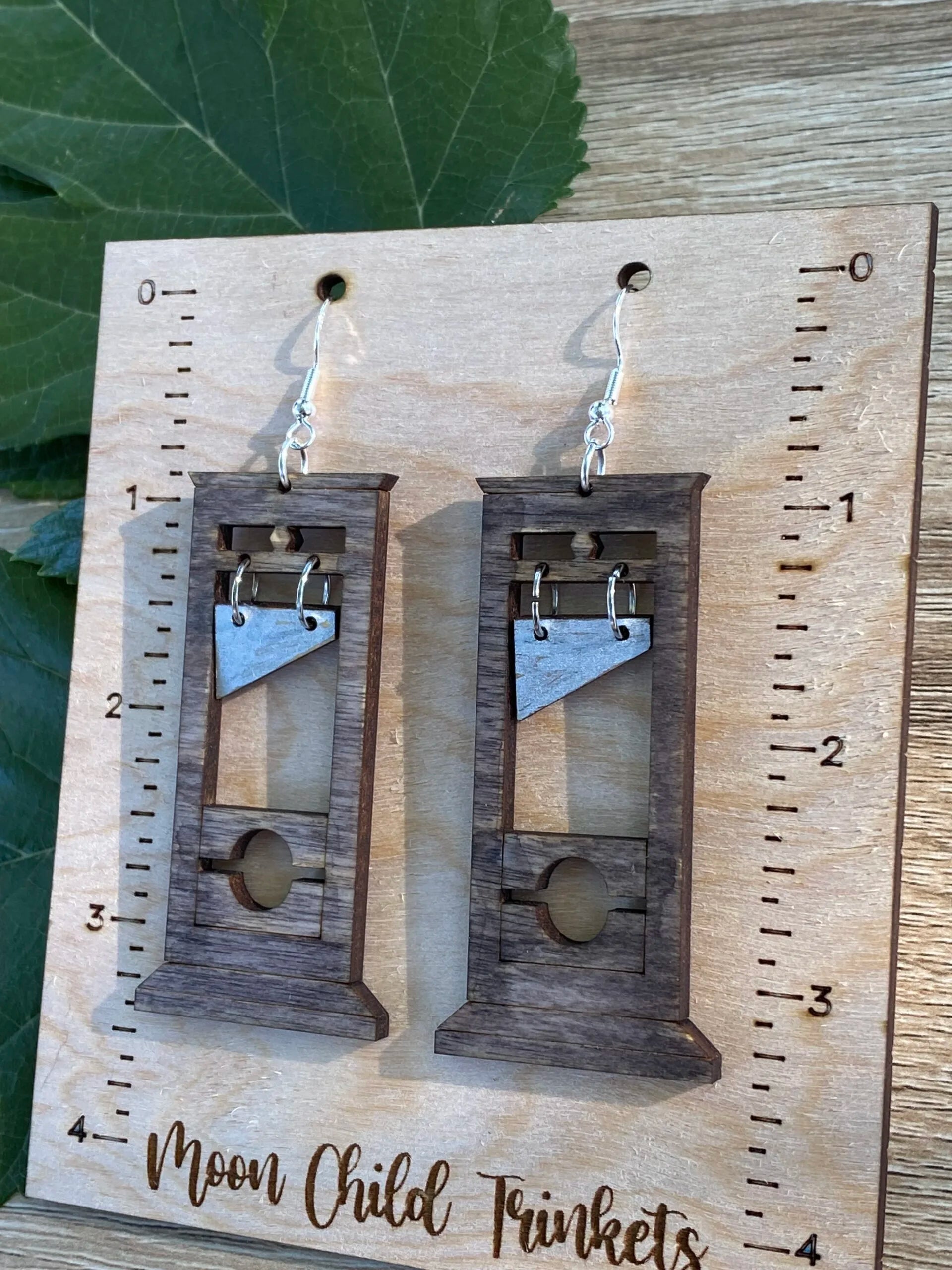 Halloween Guillotine Hand Painted Wooden Dangle Earrings image 1