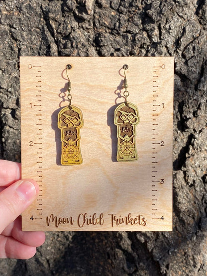 Goonies inspired Copper Bones Skeleton Key Wood Dangle Earrings image 2