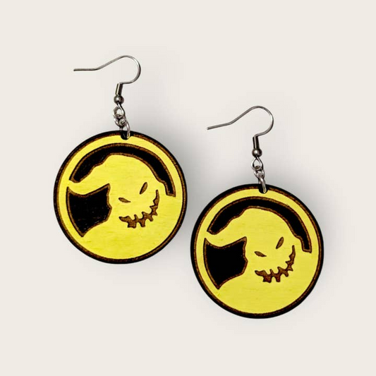 Oogie Boogie Hand Painted Wood Dangle Earrings