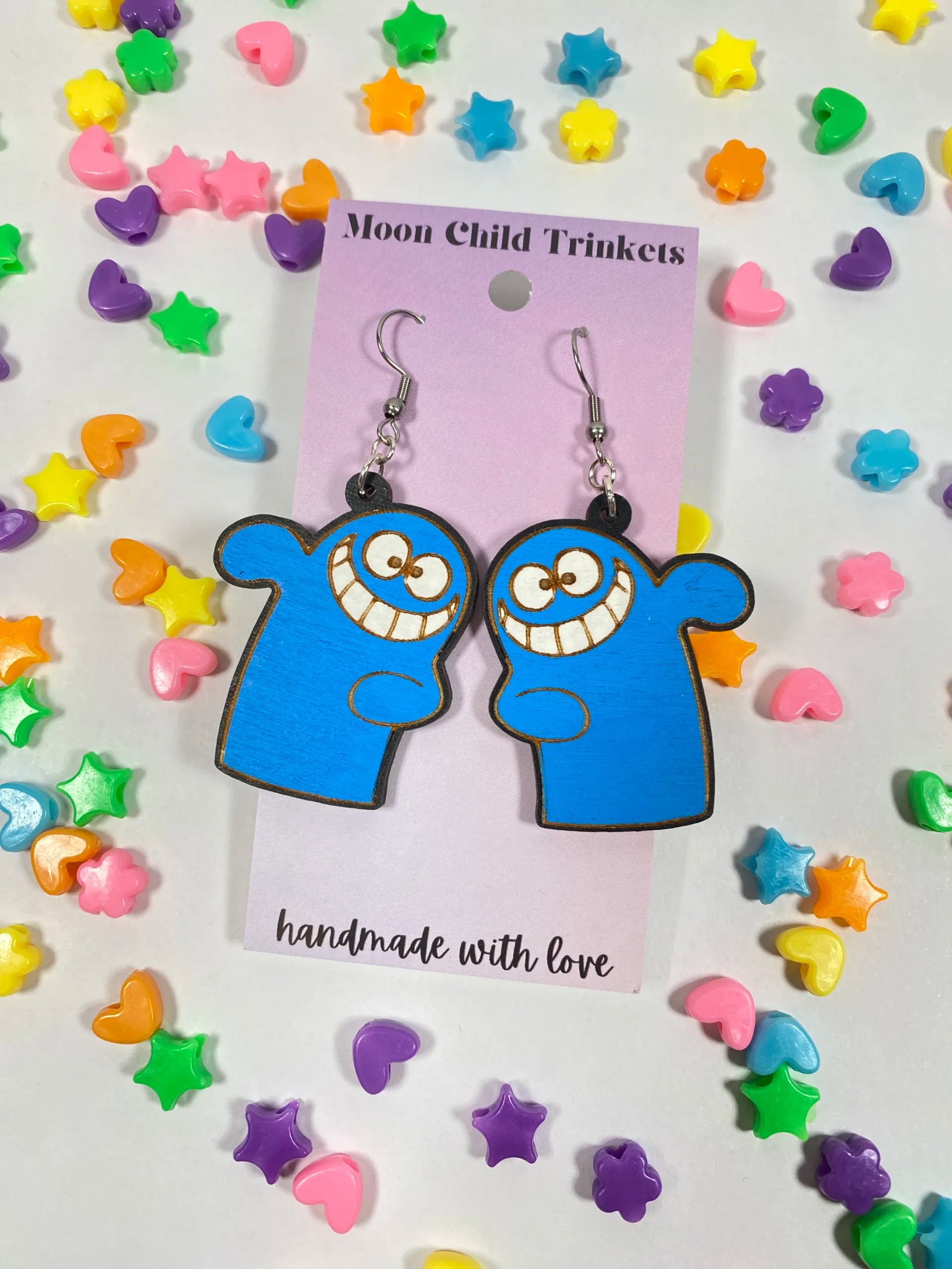 Bloo Hand Painted Wood Dangle Earrings image 0