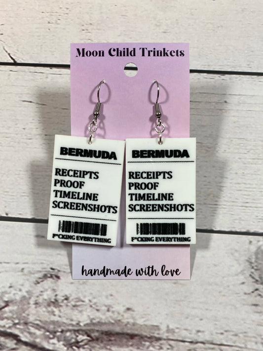 RHOSLC Inspired Bermuda Reciepts Hand Painted Dangle Earrings image 0