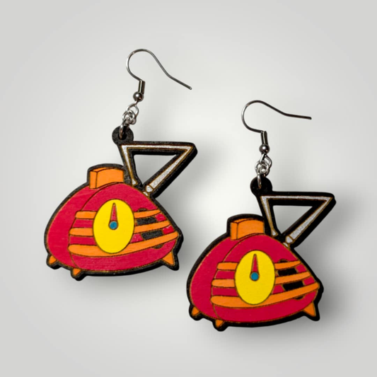 Radio Brave Little Toaster Hand Painted Wood Dangle Earrings