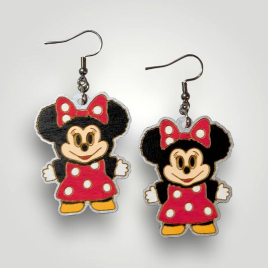 Minnie Mouse Mickey Family Hand Painted Wood Earrings