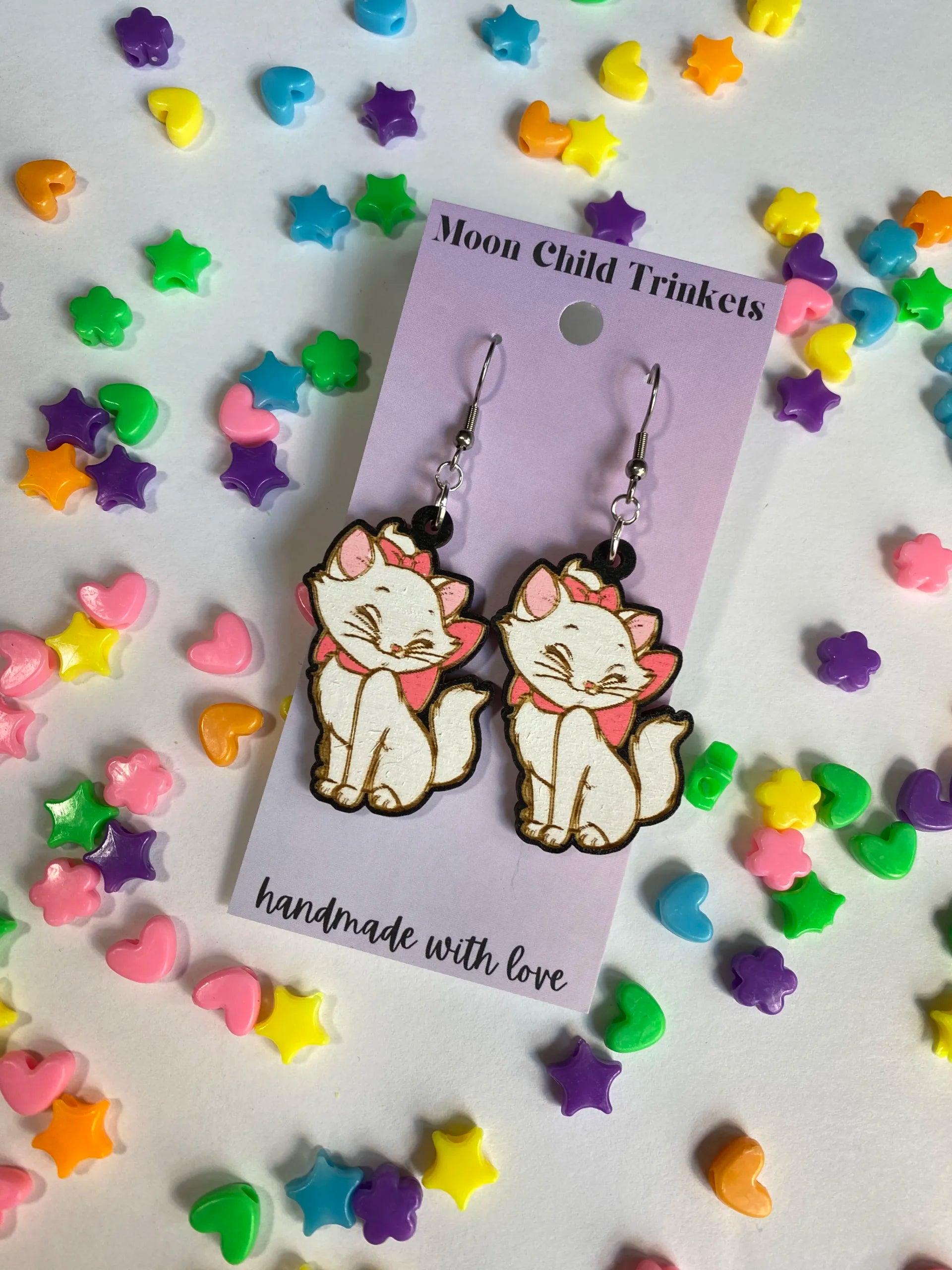Marie Aristocat Hand Painted Wood Dangle Earrings image 1