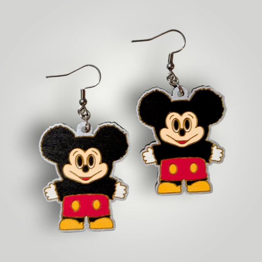 Mickey Mouse Mickey Family Hand Painted Wood Earrings