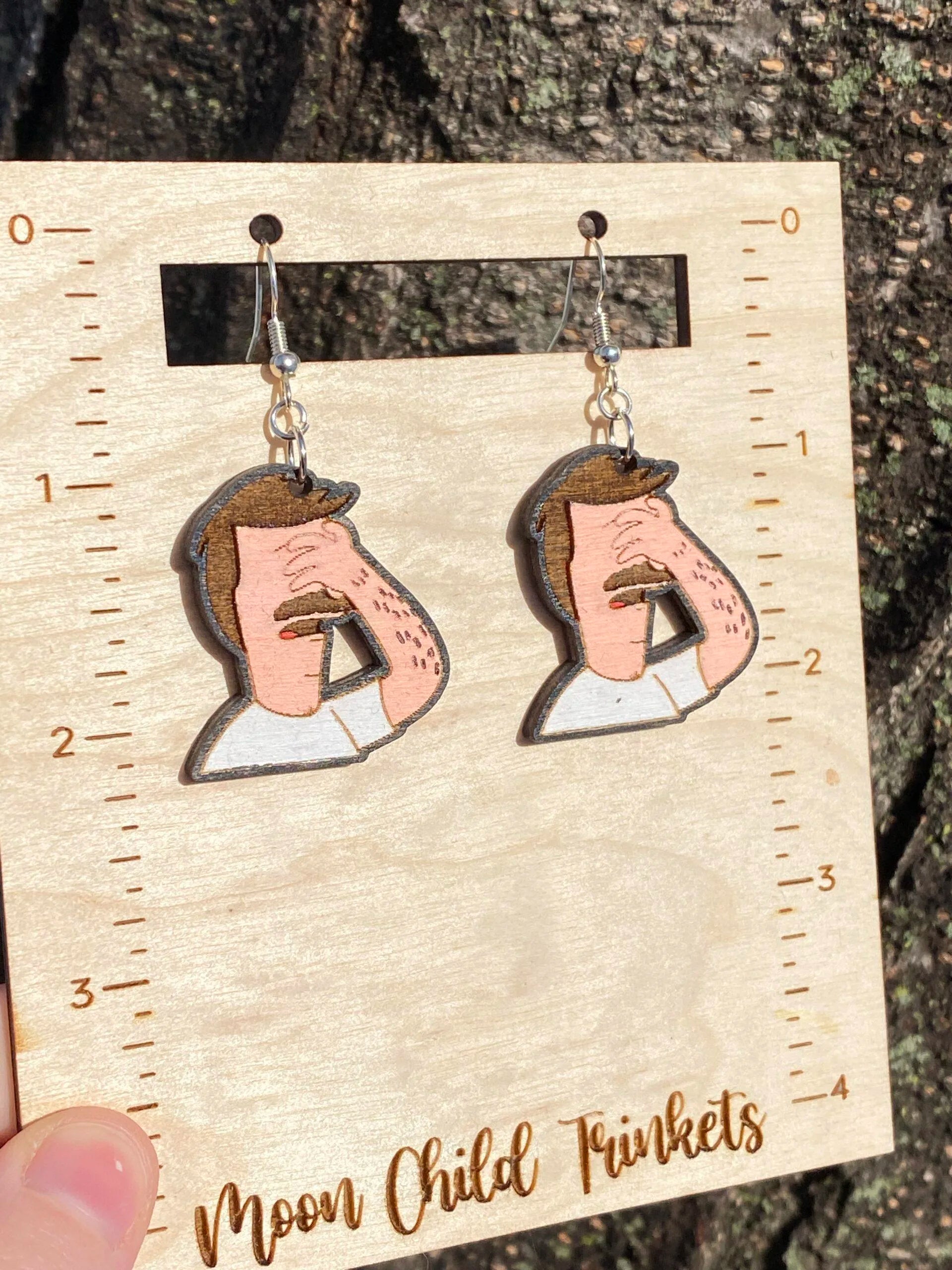 Bobs Burgers Bob Hand Painted Wood Dangle Earrings image 1