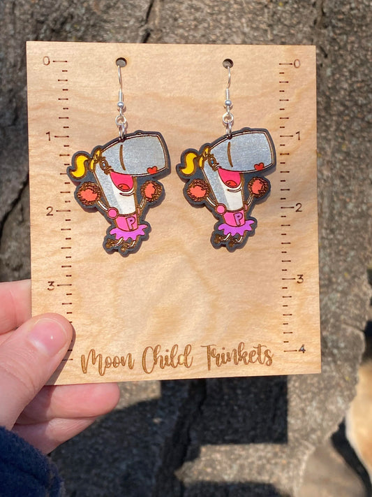 Spongebob Pearl Hand Painted Wood Dangle Earrings image 0