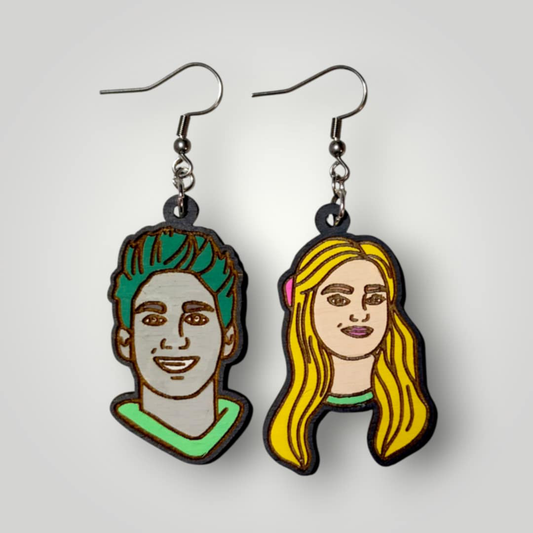 Zed and Addison Zombies Hand Painted Wood Earrings