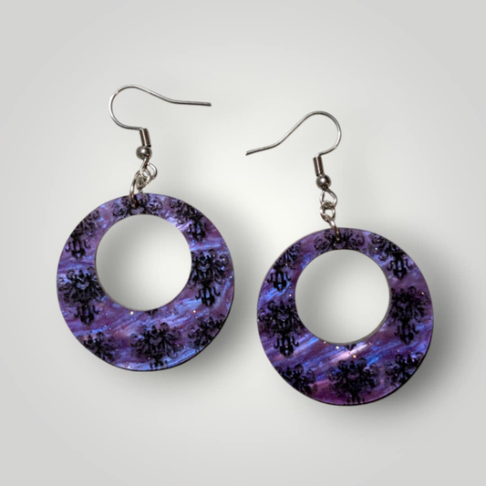 Haunted Mansion Wall Paper Hand Painted Acrylic Earrings
