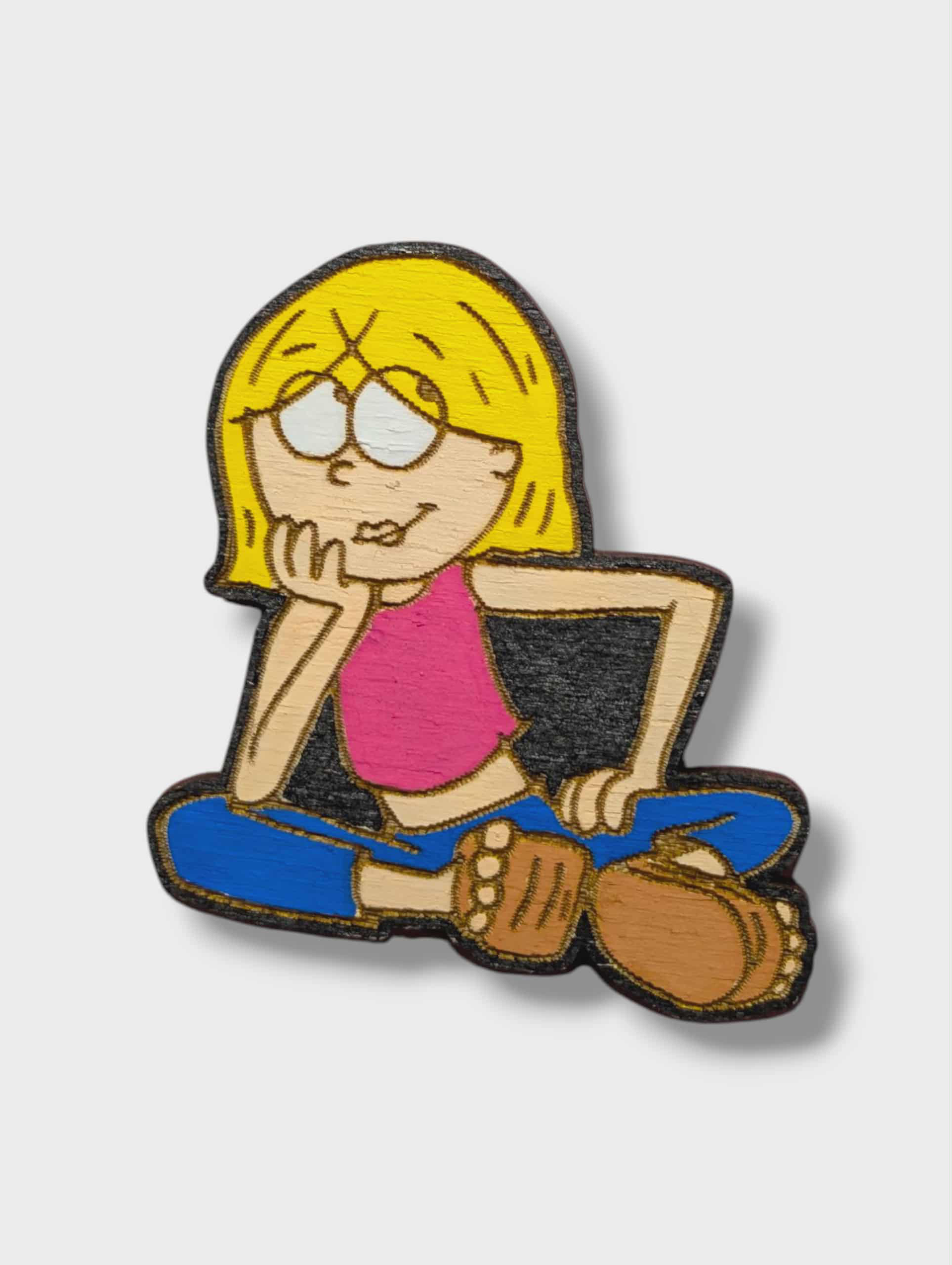 Lizzie McGuire Inspired Bar Back Brooch - Hand Painted Wood Pin