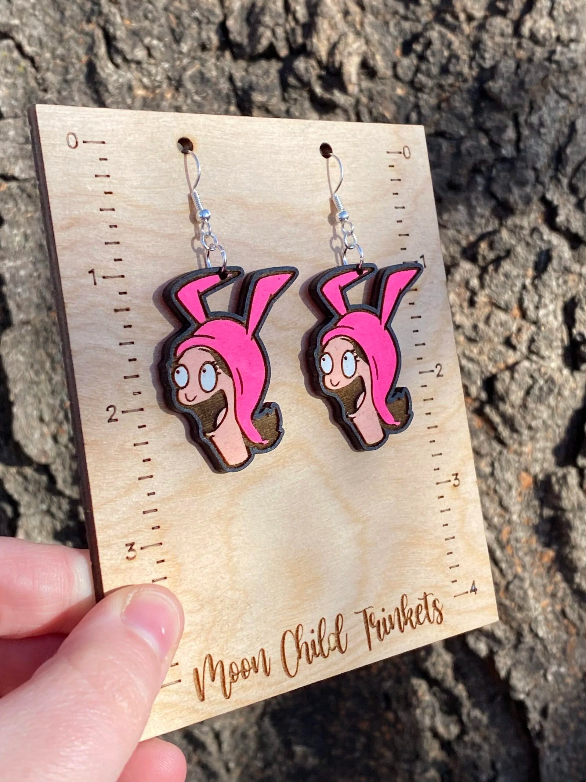 Bobs Burgers Louise Hand Painted Wood Dangle Earrings image 2