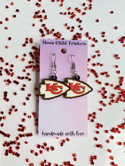 Kansas City Chiefs Hand Painted Wood Dangle Earrings image 0