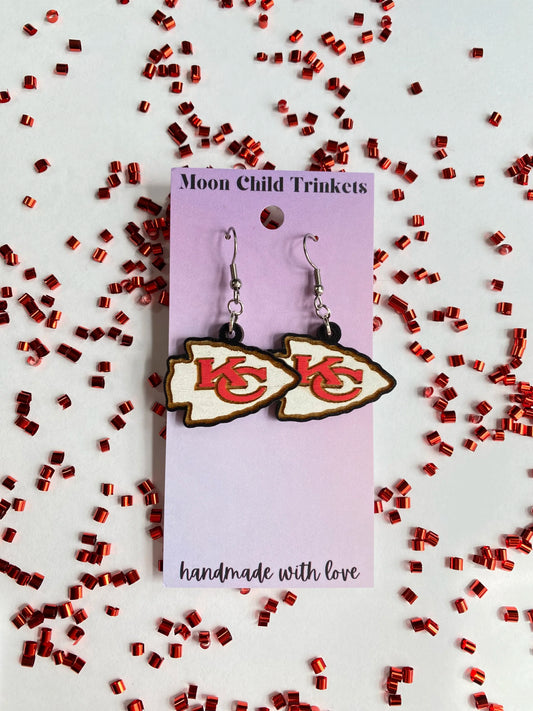 Kansas City Chiefs Hand Painted Wood Dangle Earrings image 0