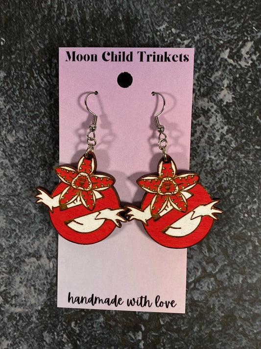 No Demogorgon Hand Painted Wood Dangle Earrings image 0