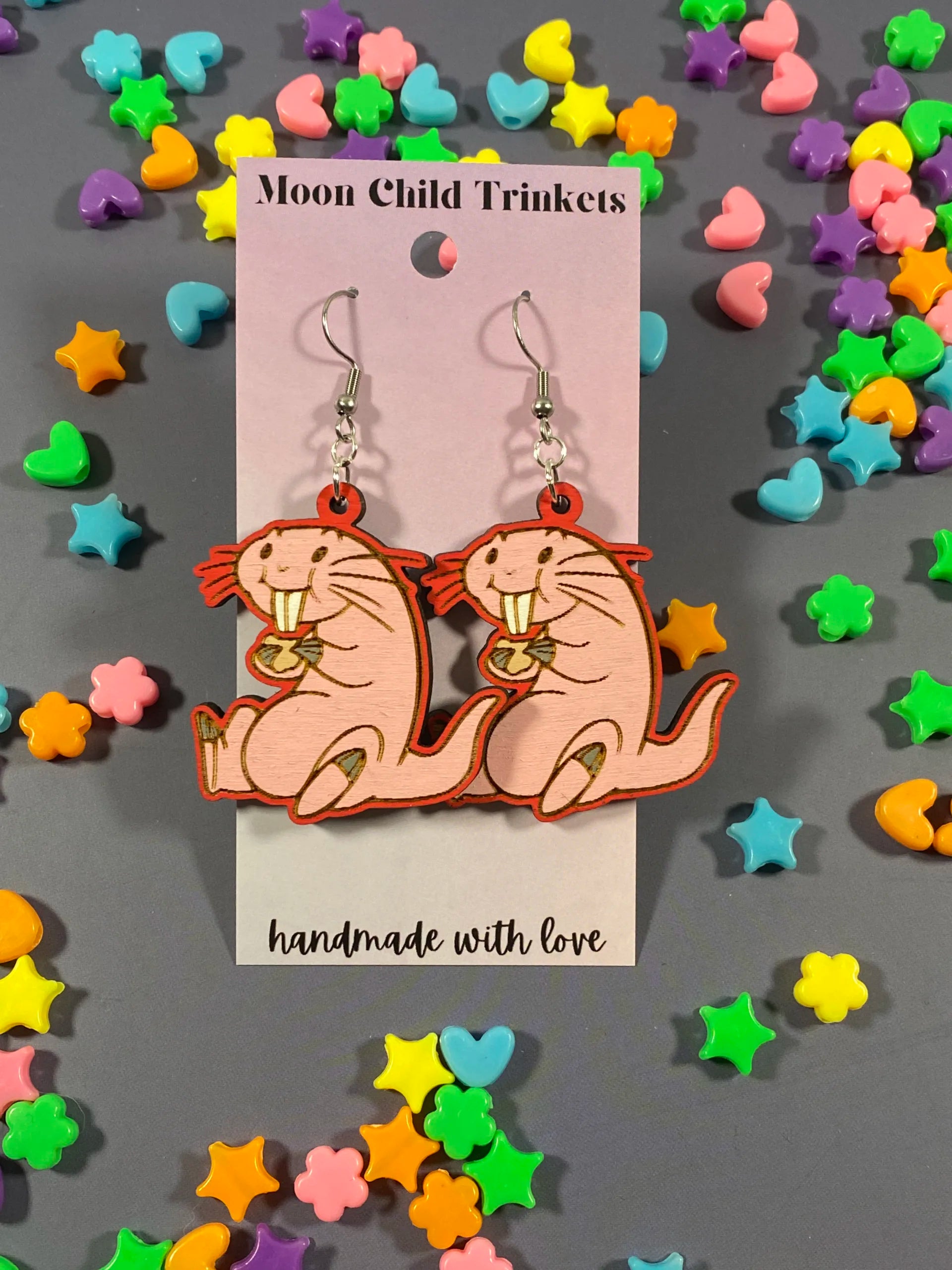 Rufus Hand Painted Wood Earrings - Kim Possible Inspired Collection image 1