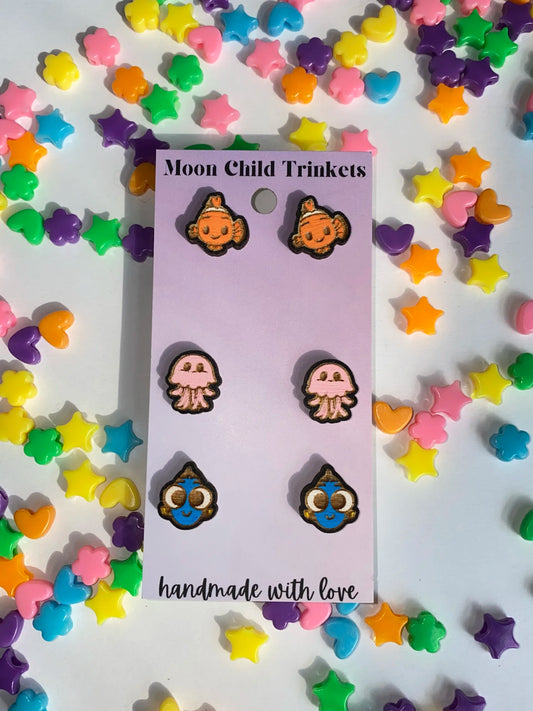 Finding Nemo 3 Pair Stud Earrings Bundle image 0