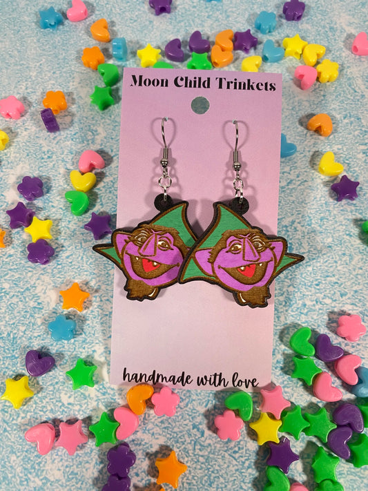 Count von Count Hand Painted Wood Dangle Earrings - Sesame Street Collection image 0