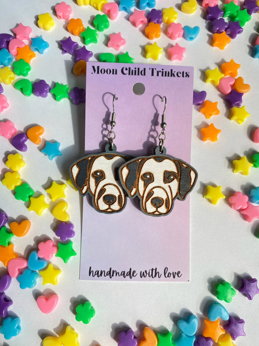 Dalmatian Dog Hand Painted Wood Dangle Earrings image 0