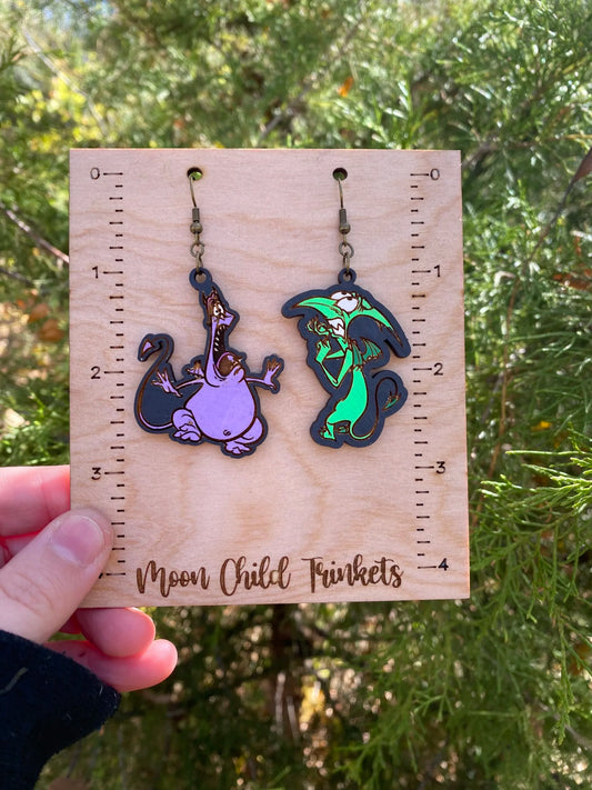 Hercules Pain and Panic Hand Painted Wood Dangle Earrings image 0