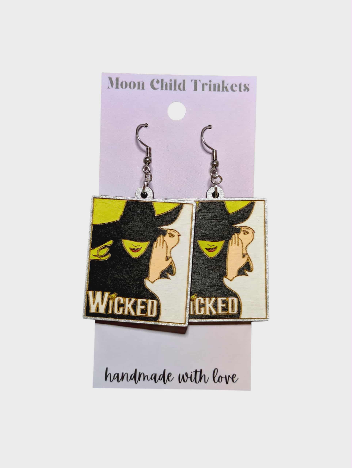 Wicked Playbill Hand Painted Wood Earrings