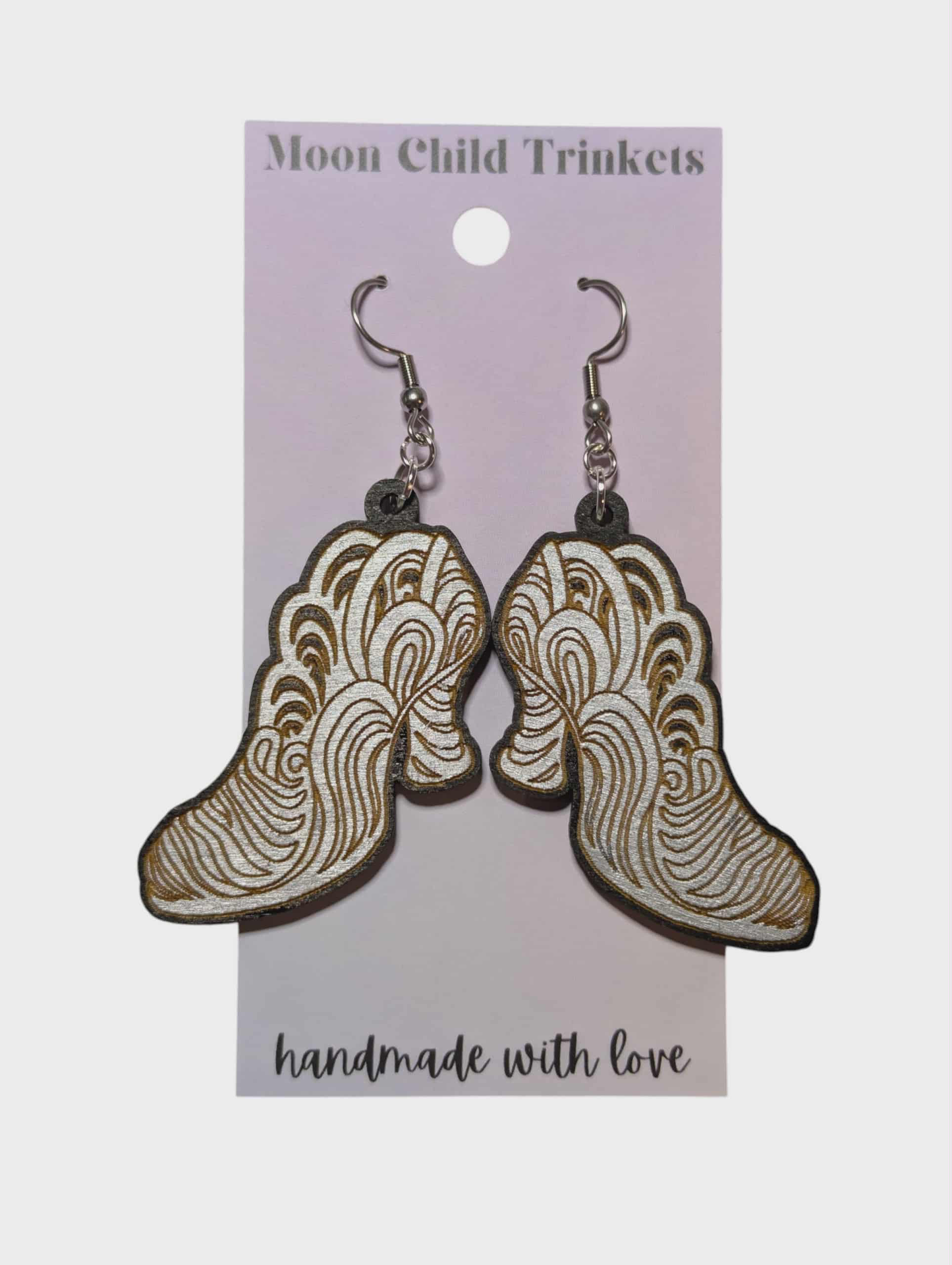 Wicked Silver Slippers Painted Wood Earrings