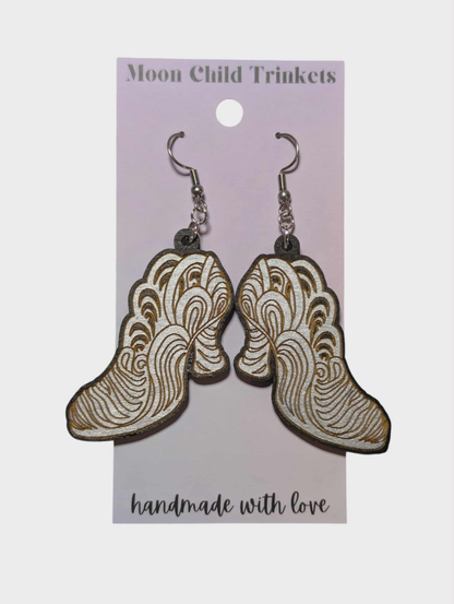 Wicked Silver Slippers Painted Wood Earrings