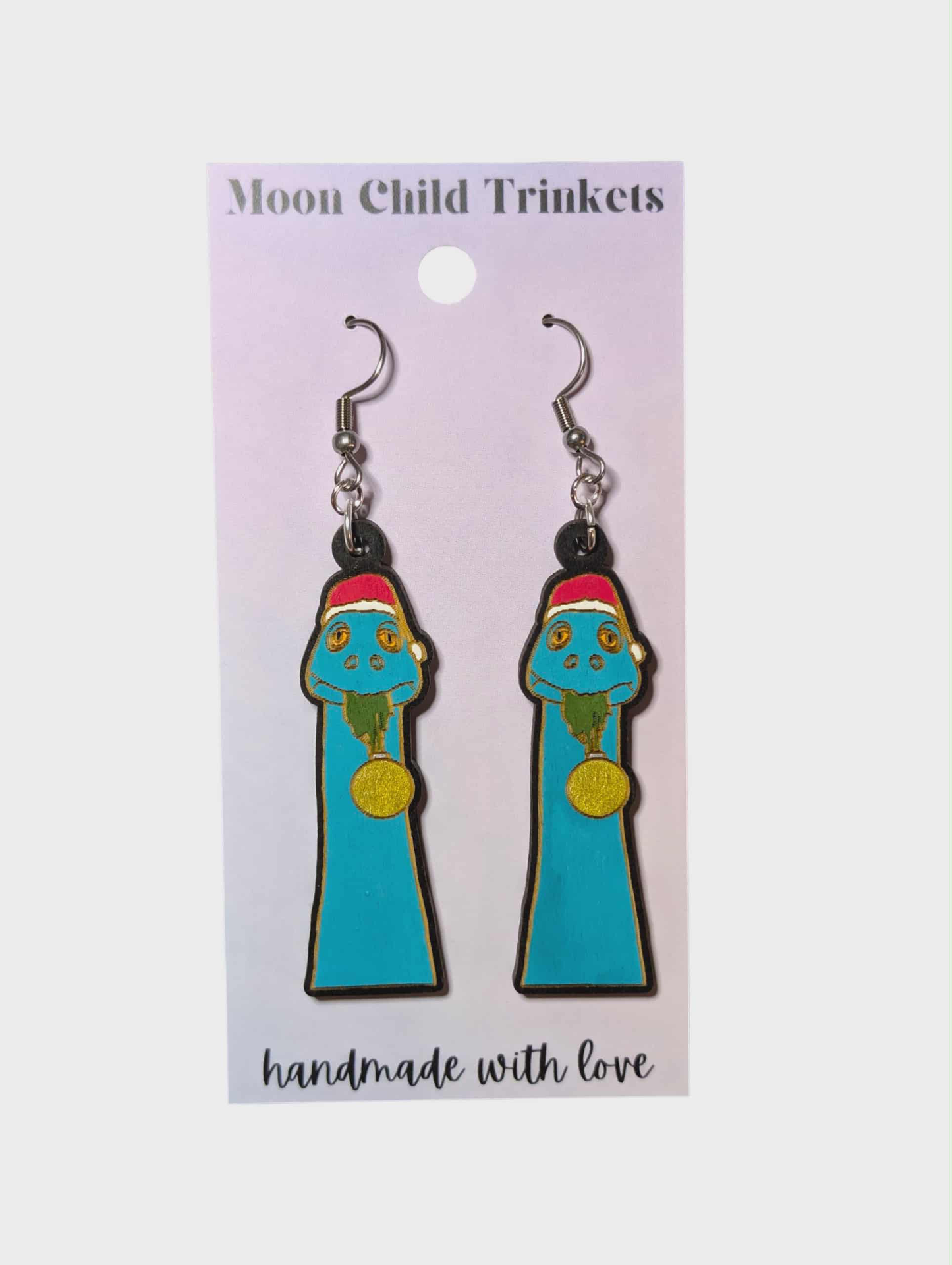 Gertie Christmas Hand Painted Dangle Earrings