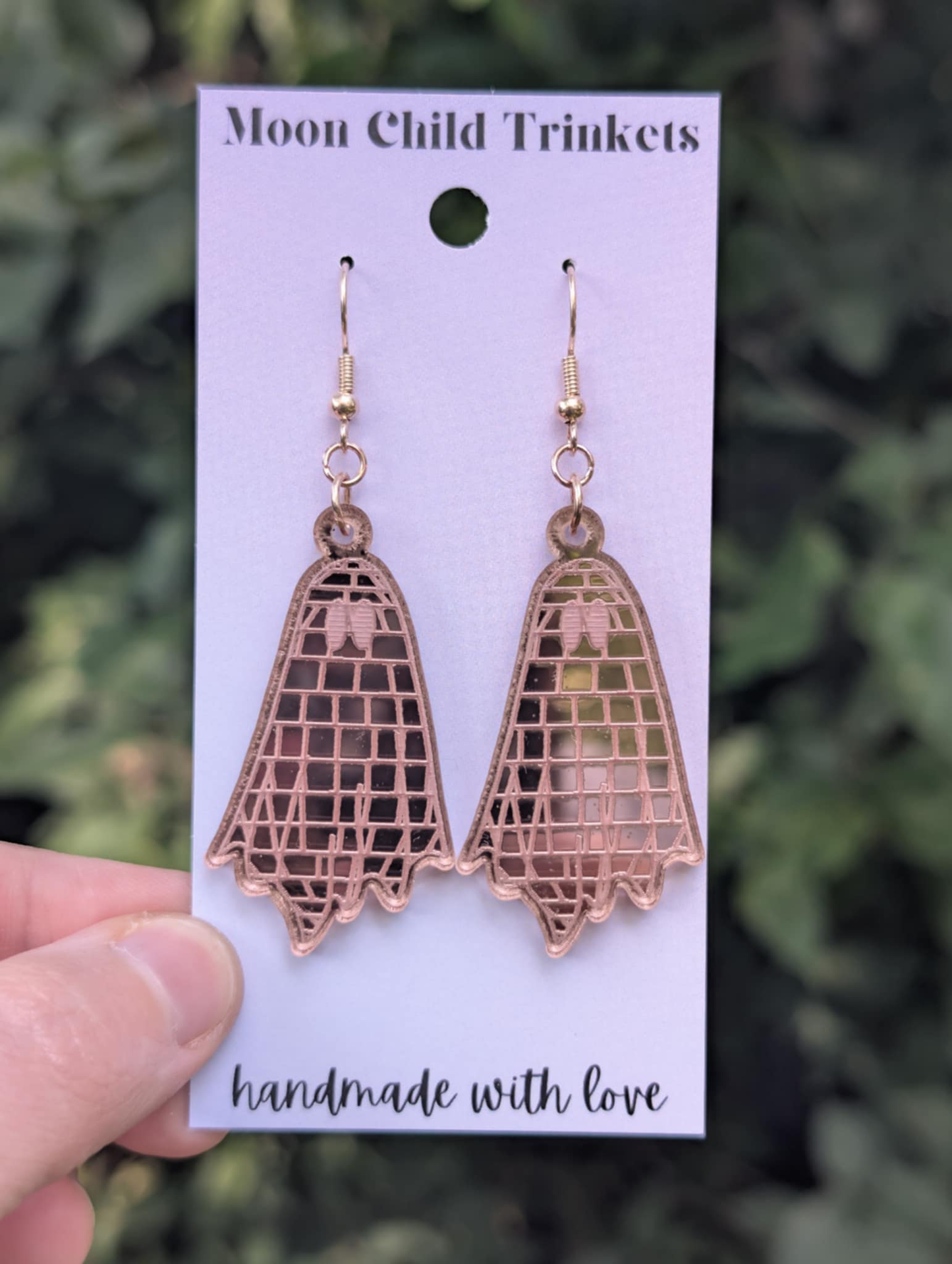 Disco Ball Ghost Acrylic Earrings