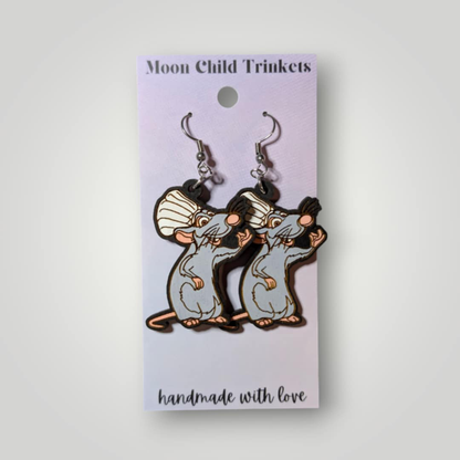 Remy Ratatouille Hand Painted Wood Earrings