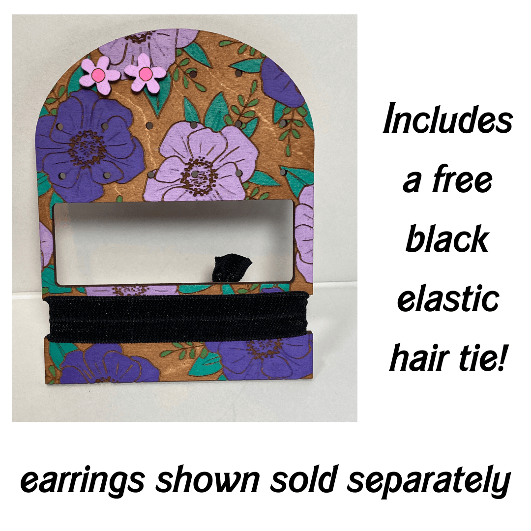Floral Travel Earring and Hair Tie Organizer - Purple Poppies image 3