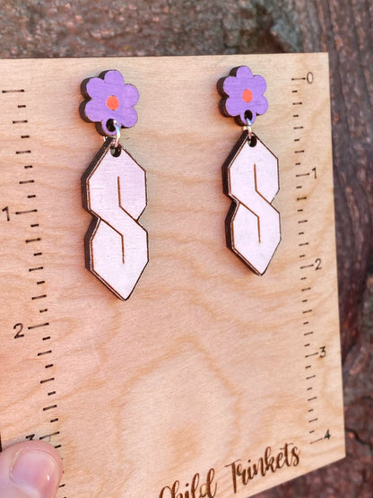Y2K Super S Hand Painted Wood Dangle Earrings image 3