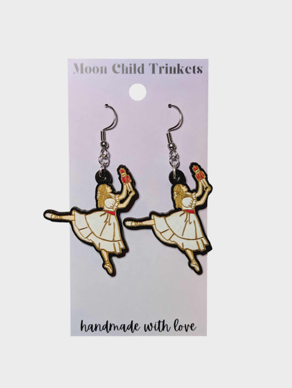 Clara with Nutcracker Ballet Hand Painted Dangle Earrings