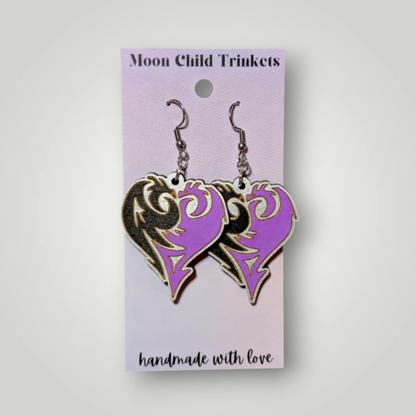 Mal Inspired Descendants Hand Painted Wood Earrings