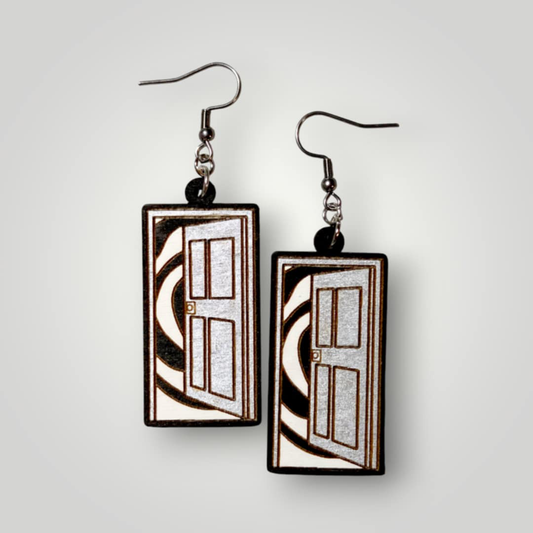 Twilight Zone Hand Painted Wood Earrings