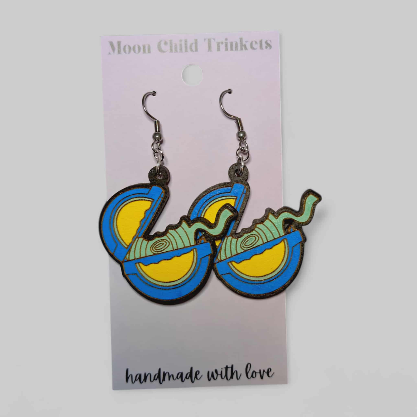 Bubble Tape Hand Painted Wood Earrings