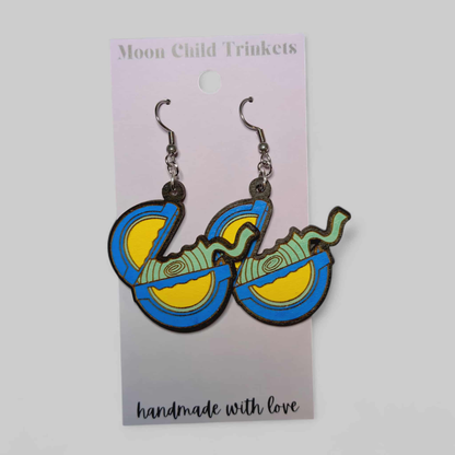 Bubble Tape Hand Painted Wood Earrings