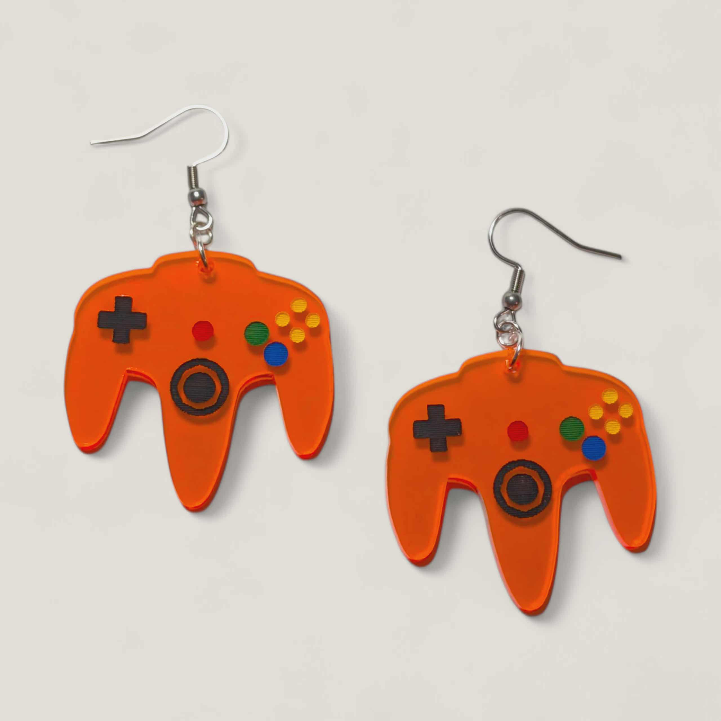 N64 Acrylic Earrings – 90s & 2000s Nostalgia Statement Jewelry