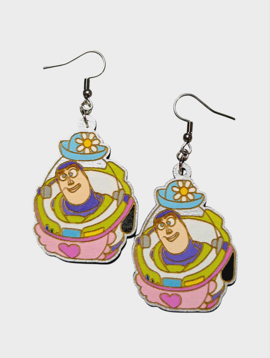 Mrs Nesbitt Buzz Lightyear Toy Story Hand Painted Wood Earrings