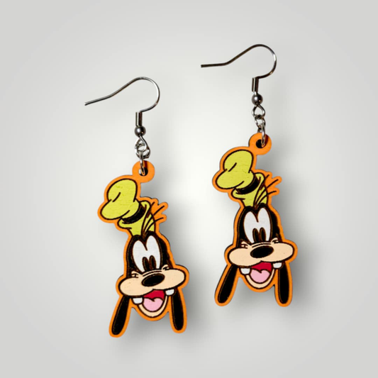 Goofy Hand Painted Wood Earrings
