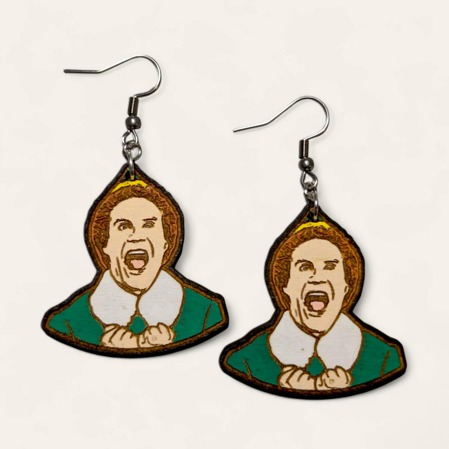 Buddy The Elf Hand Painted Dangle Earrings