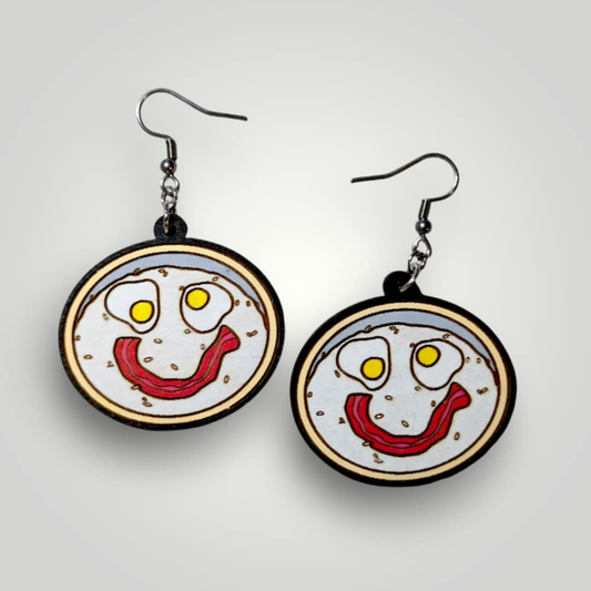 Mushu's Rice Porridge Hand Painted Wood Earrings